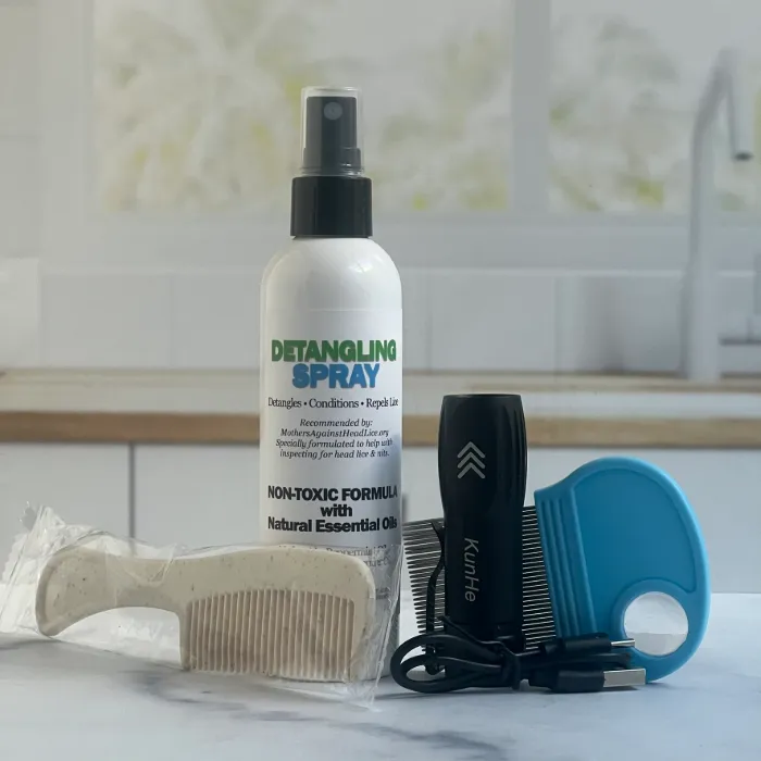 LiceKiller Lice Inspection Kit: UV flashlight, magnifier comb, detangling comb and spray